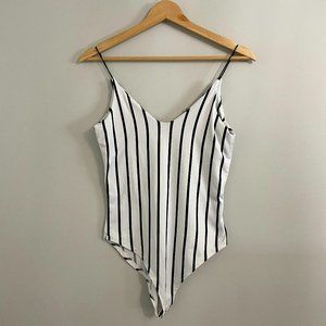 White & Black Striped Boysuit